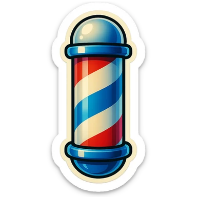a barbershop pole in a retro sticker style sticker
