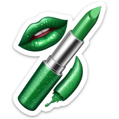 green lipstick with glitter sticker