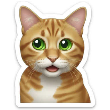 A back cat with green eyes looking confused and meowing sticker