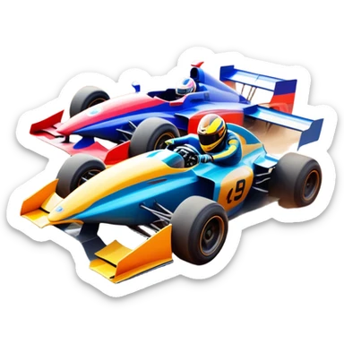 A sleek racing car and motorcycle speeding on a track, leaving a trail of dust behind. The scene captures the thrill of high-speed competition, with blurred motion and vibrant colors, highlighting the dynamic energy of motorsport. sticker
