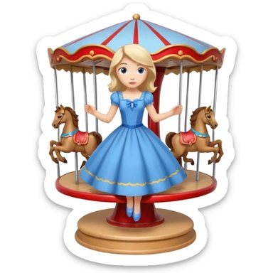 girl spinning inside of a cup carousel sticker
