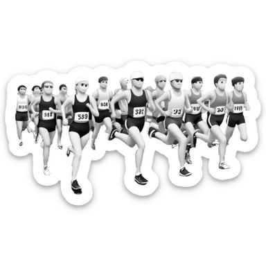 start line at race with banner saying start no people sticker