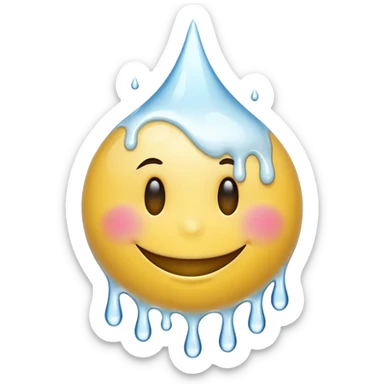 a smiley face with dripping white liquid on it sticker