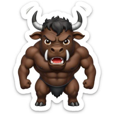 Emoji of an angry black powerful bull with steam coming out of its nose sticker