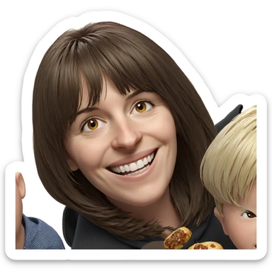 smiling boy enjoying food sticker