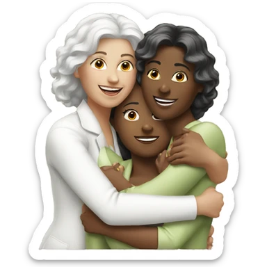 three white ladies hugging sticker