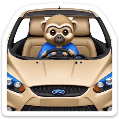 Gibbon driving a blue ford focus RS sticker