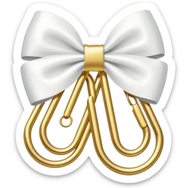 one gold paper clip with one small white bow in the middle sticker