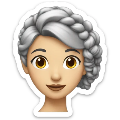 femme cheveux gris chignon sticker