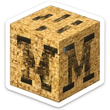 Letter "M" made of cube of pixels with cheetah pattern sticker