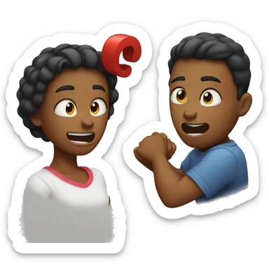 sister and brother fighting and one trying to split them up sticker