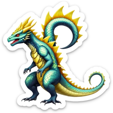 Shiny Exotic Colorfu-Haxorus-Fakémon-hybrid-creature (full body)  sticker
