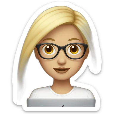 blonde-girl-long-hair-with-macbook-and-glasses sticker