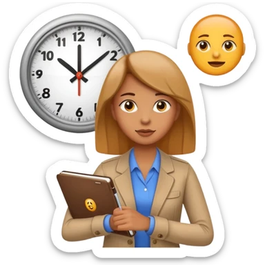 new emoji Be right back meeting time emoji female add clock and notebook sticker