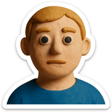 portrait emoji of a person with neutral expression in claymation style sticker