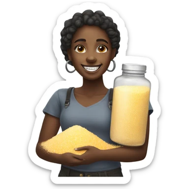 Happy black girl with a pile of salt sticker