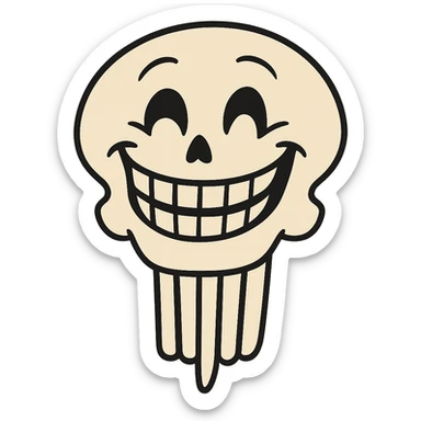 Add a lower jaw to complete the mouth and smile, keeping the skull happy and cheerful. Remove the background. sticker