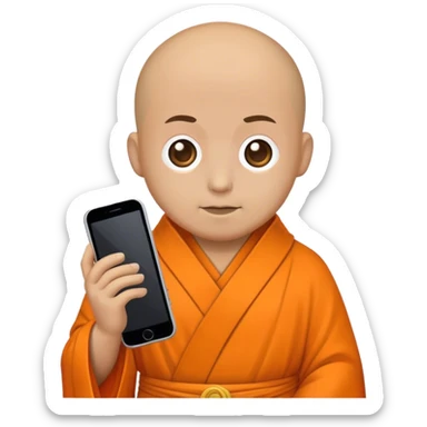 a mobile Phone in a monk orange robe sticker
