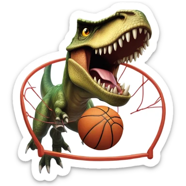 Dinosaur dunking basketball sticker