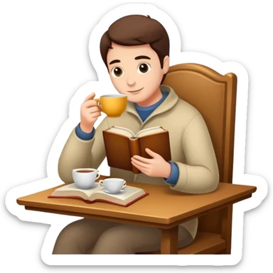 Tea and book sticker