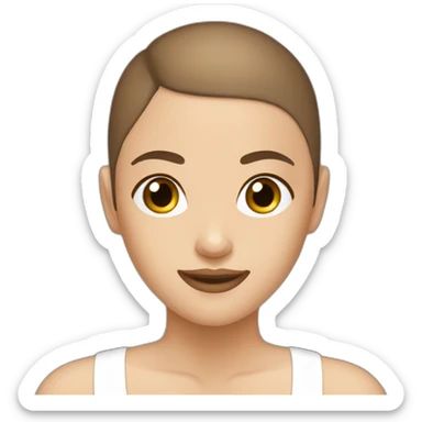 Brown shave head make with white brunet girl sticker