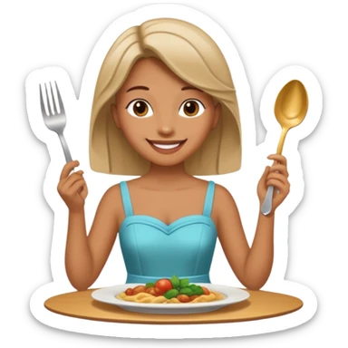 Create a person having dinner. sticker