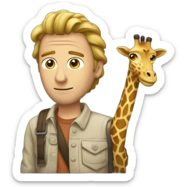 Rick con una jirafa  sticker