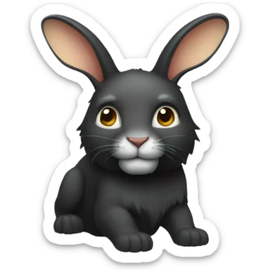 Lapin tête de lion noir sticker