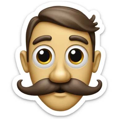 Pinocchio puppet with a long nose and mustache sticker