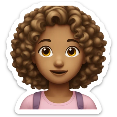 cute girl with curly brown hair sticker