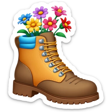 hiking boot with flowers sticker