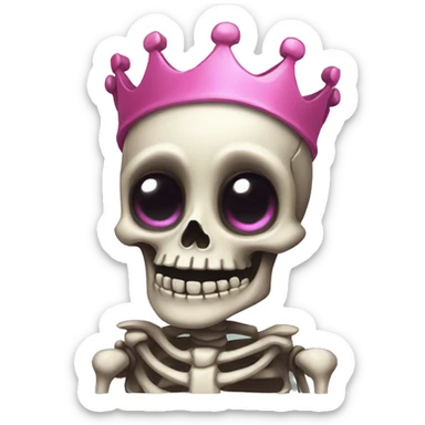 a cute SKELETON WITH A PINK CROWN sticker