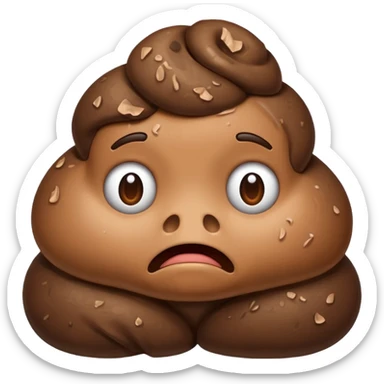 Frowning poop sticker