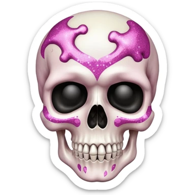 Skull with soft pink details and glitter sticker