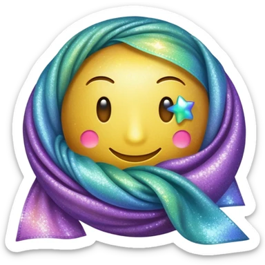 large sparkle emoji in the foreground with a roll of fabric visible behind it sticker