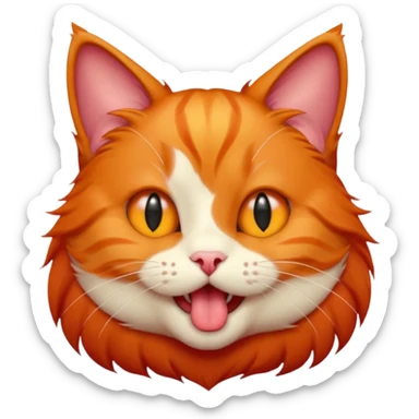 The red-haired cat shows his tongue sticker