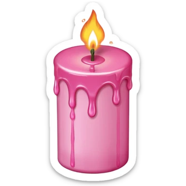 A drawing of a flaming pink candle that could be used at a romantic dinner table. The camera should be isometric at a 90-degree angle. sticker