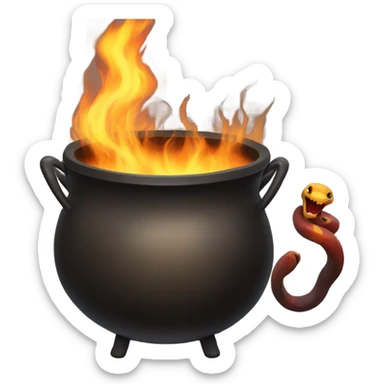 Cauldron with a fire snake that is inside sticker