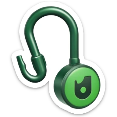 Most minimal possible JBL Clip 4 design, single green object with one darker green spot and small hook, iOS emoji style sticker