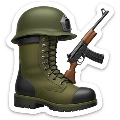 Military boots helmet rifle  sticker
