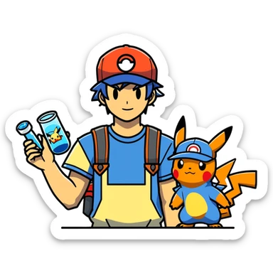21 yo Handsome Ash Ketchum using a bong with picachu and charizard sticker