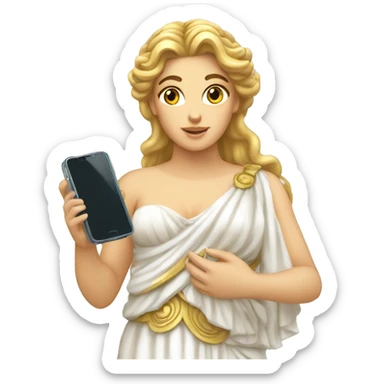Greek goddess Aphrodite holding a cell phone sticker