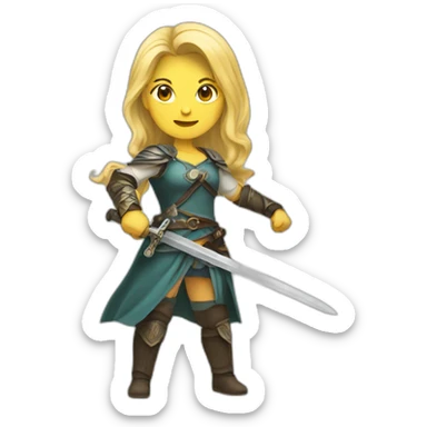 Woman blonde with sword sticker