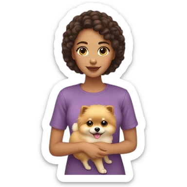 light-skinned-girl-petting-pomeranian sticker