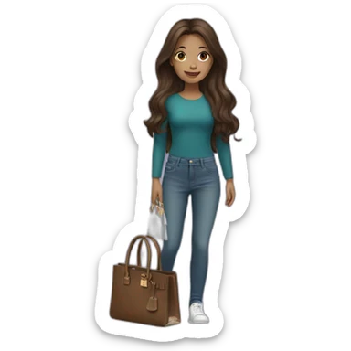 girl with brunette hair holding a birkin bag sticker