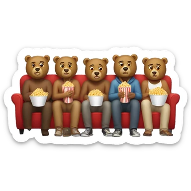 Bears watching a movie  sticker