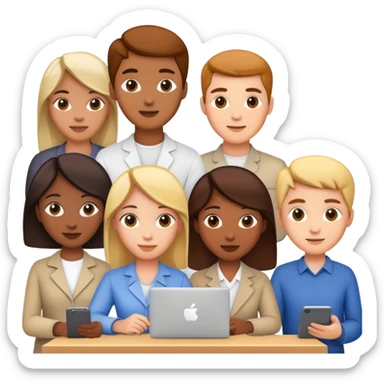 People working together on a project sticker