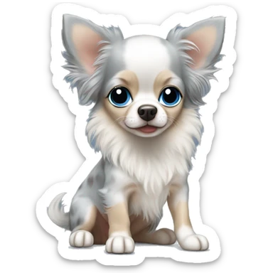 chihuahua longhair Merle baby blue eyes sticker
