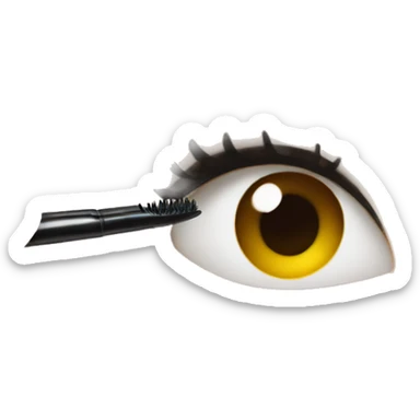 Asian girl putting mascara on  sticker