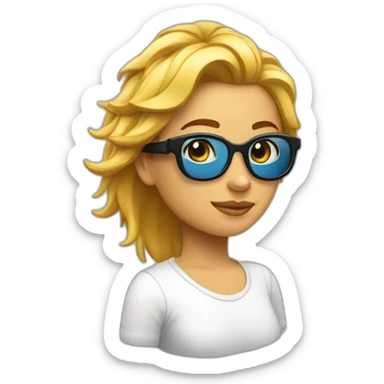 Chica piel blanca, pelo moreno, pelo liso, gafas sticker